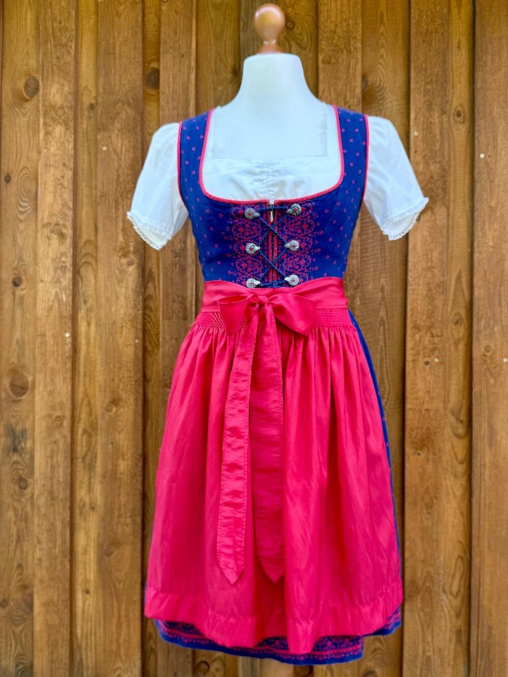 Blue & Red 70's Vintage Dirndl (Size 8)